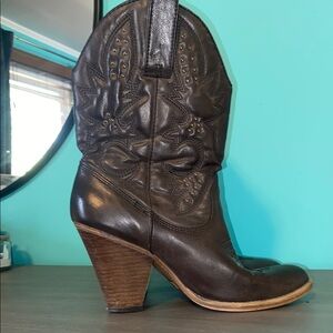Vintage Brown Leather Western Boots